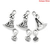 P180 - 20 pcs. Antique Silver Wizard Witch Hat Pumpkin Halloween Dangle Charms Pendants - 26mm x 14mm