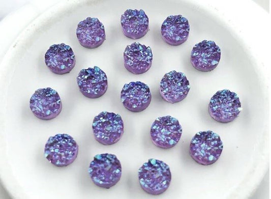 CA334 - 10 pcs Druzy Resin Embellishment Cabochons - Purple - Diameter: 6mm - 4mm Thick