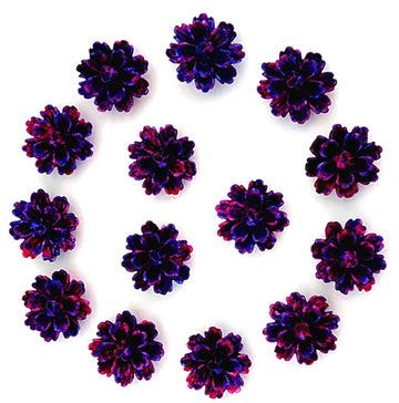 RC0080 - 10 pcs Resin Cabochons - 10mm - Rose Flower Design - Purple Multicolor - Fit on 8mm flat settings!