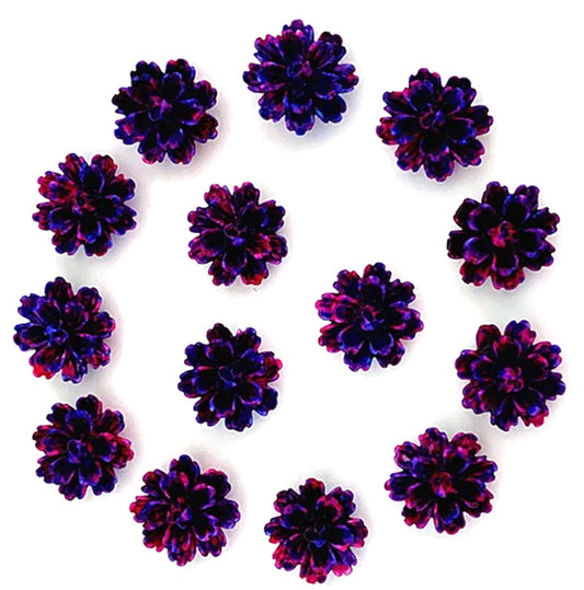RC0080 - 10 pcs Resin Cabochons - 10mm - Rose Flower Design - Purple Multicolor - Fit on 8mm flat settings!
