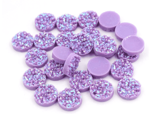 RC0032 - 10 pcs. Druzy Resin Embellishment Cabochons Purple Lavender - 8mm