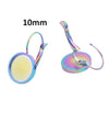 E657 - 10 pcs. (5 pairs) 304 Stainless Steel Rainbow Earring Clips Settings Lever Back Bezels Cabochons - 10mm Glue Pad Setting - Flat Design