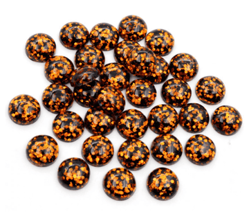 RC0034 - 10 pcs Druzy Resin Embellishment Cabochons - 12mm - Glitter Style - Orange, Black