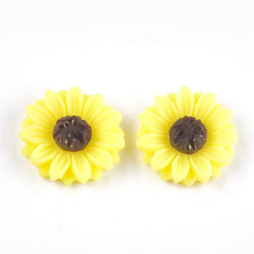 RC0042 - 10 pcs Sunflower Embellishment Cabochons Flowers - 15mm - Yellow