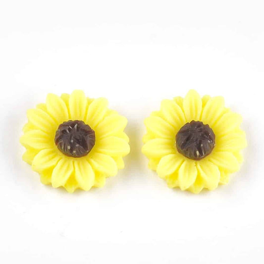 RC0042 - 10 pcs Sunflower Embellishment Cabochons Flowers - 15mm - Yellow