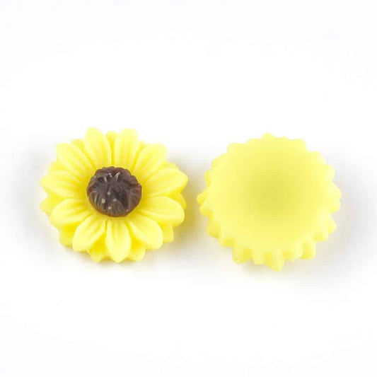 RC0042 - 10 pcs Sunflower Embellishment Cabochons Flowers - 15mm - Yellow