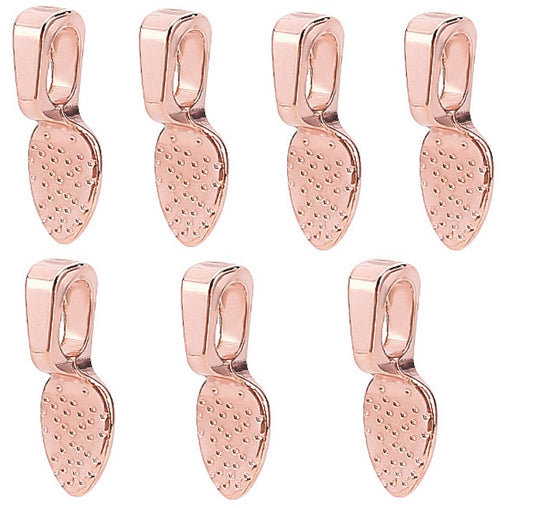 MP0059 - 100 pcs. Rose Gold Small Spoon Tag Glue On Bails - 16mm x 5.5mm - Hole Size: 2.5mm x 4.5mm