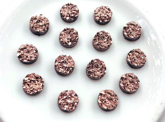 CA366 - 10 pcs Druzy Resin Embellishment Cabochons - Champagne Rose Gold - Diameter: 6mm - 4mm Thick