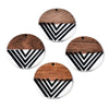 RW0004 - 4 pcs. Black and White Resin and Wood Round Flat Pendant - 35mm - (1.38") - Arrow Pattern