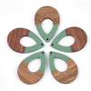 RW0011 - 4 pcs. Green Resin and Wood Teardrop Flat Pendant - 38mm x 26mm - (1.5" x 1.02") - LARGE - Great for Earrings and Necklaces!