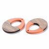 RW0014 - 4 pcs. Orange Resin and Wood Teardrop Flat Pendant - 38mm x 28mm - (1.5" x 1.1") - LARGE