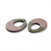 RW0015 - 4 pcs. Green Resin and Wood Teardrop Flat Pendant - 38mm x 28mm - (1.5" x 1.1") - LARGE