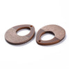 RW0016 - 4 pcs. Brown Resin and Wood Teardrop Flat Pendant - 38mm x 28mm - (1.5" x 1.1") - LARGE