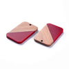 RW0019 - 4 pcs. Red Resin and Wood Rectangle Flat Pendant - 33mm x 21mm - (1.3" x 0.83") - Great for Earrings and Necklaces!