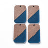 RW0021 - 4 pcs. Blue Resin and Wood Rectangle Flat Pendant - 33mm x 21mm - (1.3" x 0.83") - Great for Earrings and Necklaces!