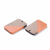 RW0022 - 4 pcs. Orange Resin and Wood Rectangle Flat Pendant - 33mm x 21mm - (1.3" x 0.83") - Great for Earrings and Necklaces!