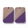 RW0023 - 4 pcs. Purple Resin and Wood Rectangle Flat Pendant - 33mm x 21mm - (1.3" x 0.83") - Great for Earrings and Necklaces!