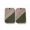 RW0024 - 4 pcs. Green Resin and Wood Rectangle Flat Pendant - 33mm x 21mm - (1.3" x 0.83") - Great for Earrings and Necklaces!