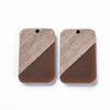 RW0025 - 4 pcs. Brown Resin and Wood Rectangle Flat Pendant - 33mm x 21mm - (1.3" x 0.83") - Great for Earrings and Necklaces!