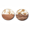 RW0027 - 4 pcs. Gold Foil Resin and Brown Wood Round Flat Pendant - 38mm - (1.5") - Great for Earrings and Necklaces!