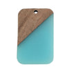 RW0029 - 4 pcs. Teal Resin and Wood Rectangle Flat Pendant - 33mm x 21mm - (1.3" x 0.83") - Great for Earrings and Necklaces!