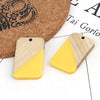 RW0030 - 4 pcs. Yellow Resin and Wood Rectangle Flat Pendant - 33mm x 21mm - (1.3" x 0.83") - Great for Earrings and Necklaces!