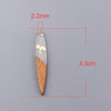 RW0032 - 4 pcs. Clear Multicolor Flakes Resin and Wood Mandorla Flat Pendant - 43mm x 7mm - Great for Earrings and Necklaces!