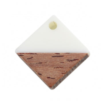 RW0039 - 10 pcs. White Resin and Wood Square Flat Pendant - 12mm x 12mm