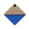 RW0040 - 10 pcs. Blue Resin and Wood Square Flat Pendant - 12mm x 12mm