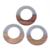 RW0046 - 4 pcs. Gray Resin and Wood Hoop Flat Pendant - 49mm - (1.93")- LARGE - Great for Earrings and Necklaces!