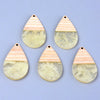 RW0049 - 4 pcs. Cream Haze Resin and Wood Teardrop Flat Pendant - 39mm x 24mm - (1.54" x 0.95")
