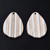 RW0051 - 4 pcs. Brown and White Stripe Resin and Wood Teardrop Flat Pendant - 36mm x 26mm - (1.4" x 1.02")