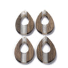 RW0052 - 4 pcs. Brown and White Resin and Wood Teardrop Flat Pendant - 38mm x 25mm - (1.5" x 1") - Great for Earrings and Necklaces!