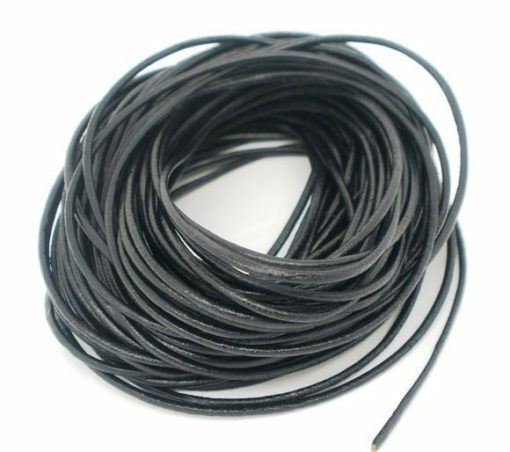 N191 - 10M (32.8 FT) - Black Round REAL Genuine Leather Jewelry Cord - 2mm - 11 yards