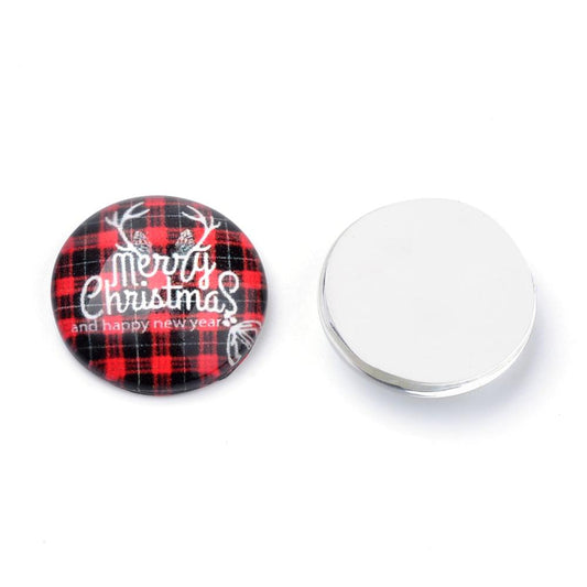 CA462 - 50 pcs Assortment of Circle Christmas Glass Round Dome Seals Tiles Cabochons - 10mm - Set 7