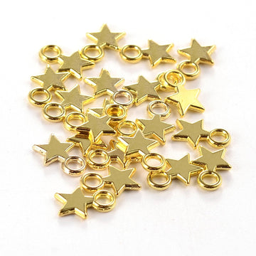 P300 - 100 pcs. Golden Star Charms Pendants - 10mm x 8mm - Hole Size: 2mm