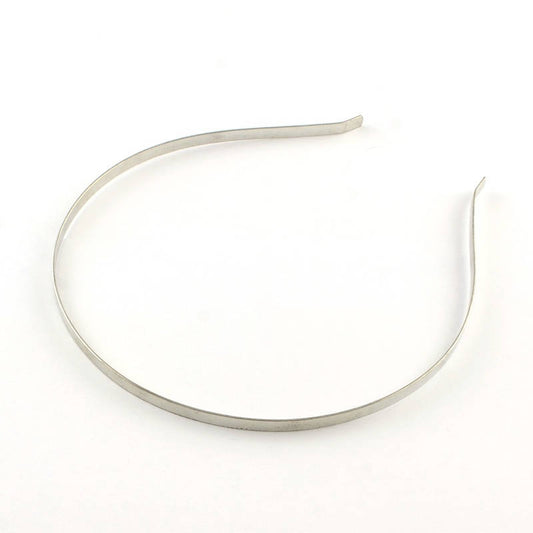 H034 - Thin - 10 pcs. - Silver Tone Platinum Iron Headbands - 6mm wide - 115mm diameter (4.53")