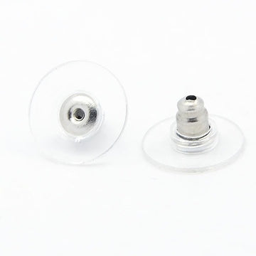 E851 - 50 pcs (25 Pairs) 304 Stainless Steel Earring Back Bullet Clutch Nuts Stoppers - Silver Tone - 11.5mm x 6mm - Tarnish Resistant!