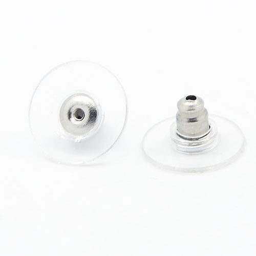 E851 - 50 pcs (25 Pairs) 304 Stainless Steel Earring Back Bullet Clutch Nuts Stoppers - Silver Tone - 11.5mm x 6mm - Tarnish Resistant!
