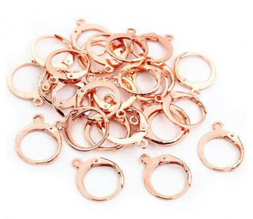 E962 - 10 pcs (5 pairs) 316 Stainless Steel Leverback Earrings - Rose Gold - 14mm x 12mm - Hypoallergenic! Tarnish Resistant!