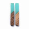 RC0036 - 4 pcs. Teal Resin and Wood Rectangle Flat Pendant - 52mm x 8mm - (2.05" x 0.32")