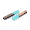 RC0036 - 4 pcs. Teal Resin and Wood Rectangle Flat Pendant - 52mm x 8mm - (2.05" x 0.32")