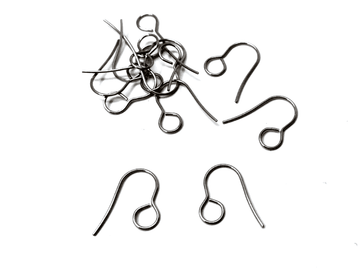 E847 - 50 pcs 304 Stainless Steel Earring Hooks with Loop Hole - 19mm x 14mm - Large Loop: 6mm - Gunmetal