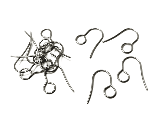 E847 - 50 pcs 304 Stainless Steel Earring Hooks with Loop Hole - 19mm x 14mm - Large Loop: 6mm - Gunmetal
