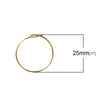 W011 - 50 pcs. Gold Plated Wine Charm Rings / Earwire Hoop - 25mm (1 inch) - Unbent