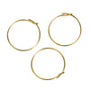 W011 - 50 pcs. Gold Plated Wine Charm Rings / Earwire Hoop - 25mm (1 inch) - Unbent