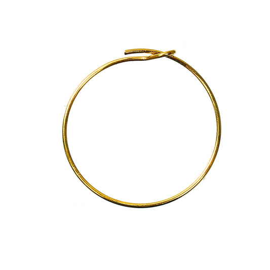 W011 - 50 pcs. Gold Plated Wine Charm Rings / Earwire Hoop - 25mm (1 inch) - Unbent
