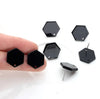 E630 - 10 pcs. Resin Earring Posts Studs Settings Cabochons Tacks - 16mm x 18mm - Hexagon - Black