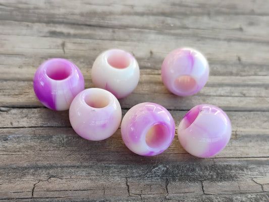 BD863 - 100 pcs Purple Smooth Acrylic Ball Spacer Beads - 12mm - Large Hole: 6mm - Fits European Cords and Paracord!