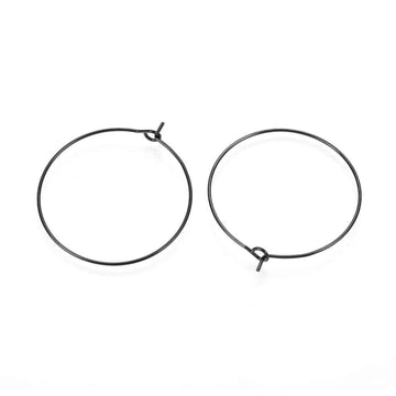 W039 - 10 pcs. 316L Surgical Stainless Steel Black Wine Charm / Earwire Hoop Rings - 25mm - 20 Gauge (0.8mm Thick) - Hypoallergenic!